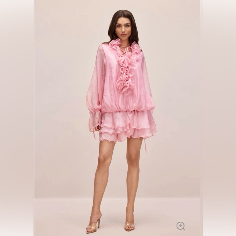 Chic Pink Ruffled Mini Dress